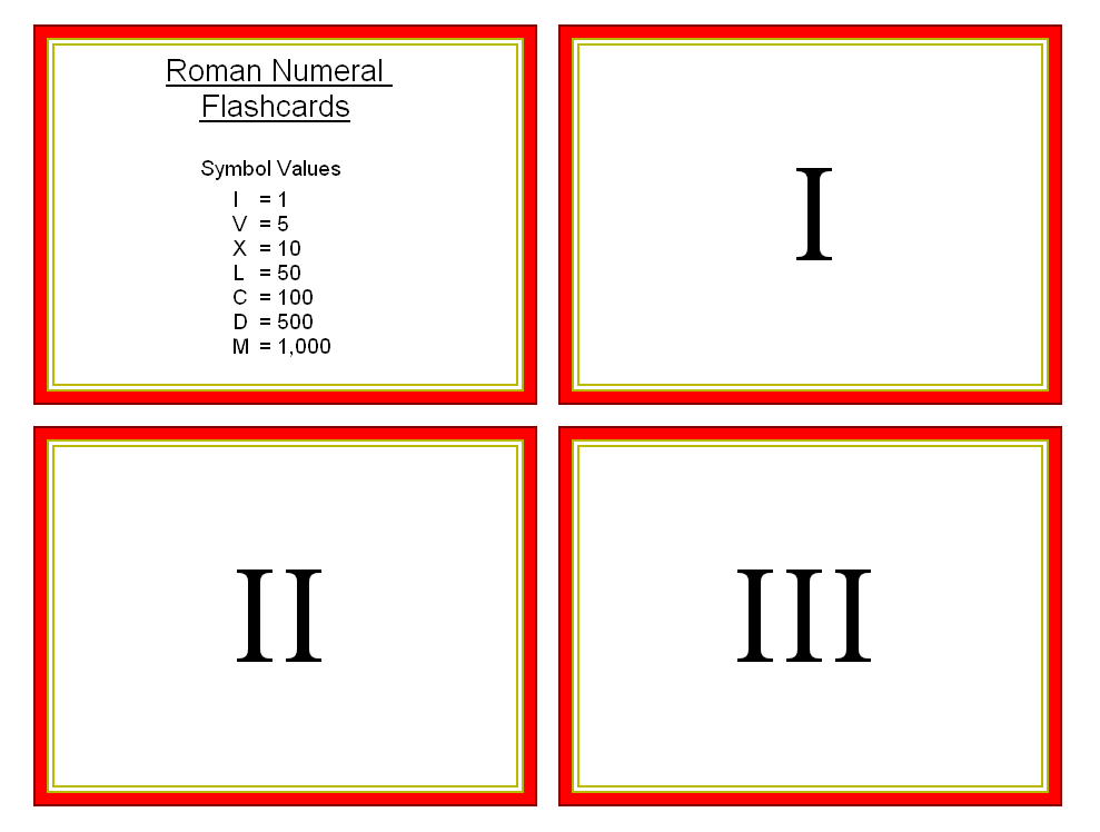 FREE Printable Roman Numeral Flashcards Great For Kids Flashcards