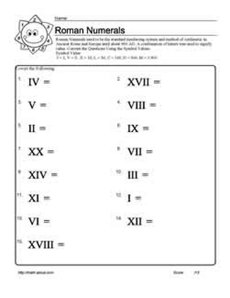 Gain Practice Using Roman Numerals With These Worksheets Roman 