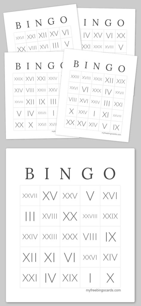 Roman Numeral BINGO Bingo Cards Printable Bingo Cards Printable Cards