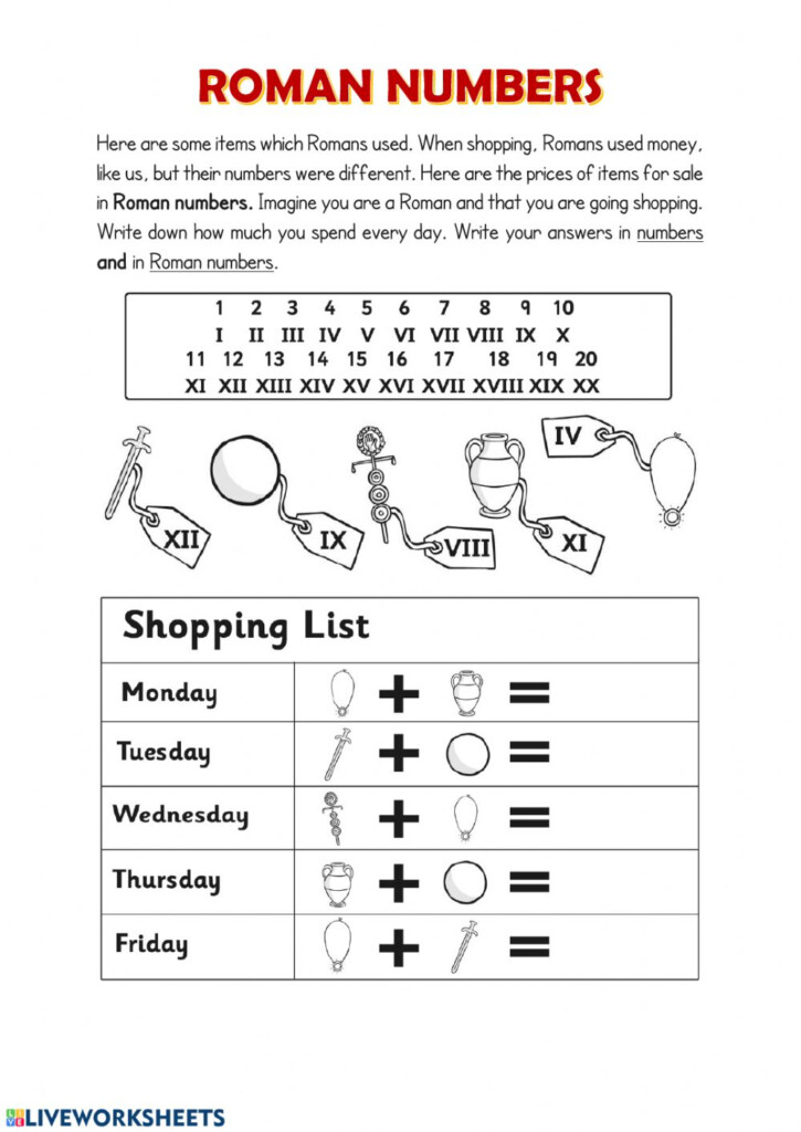 ROMAN NUMERALS AND CENTURIES Worksheet