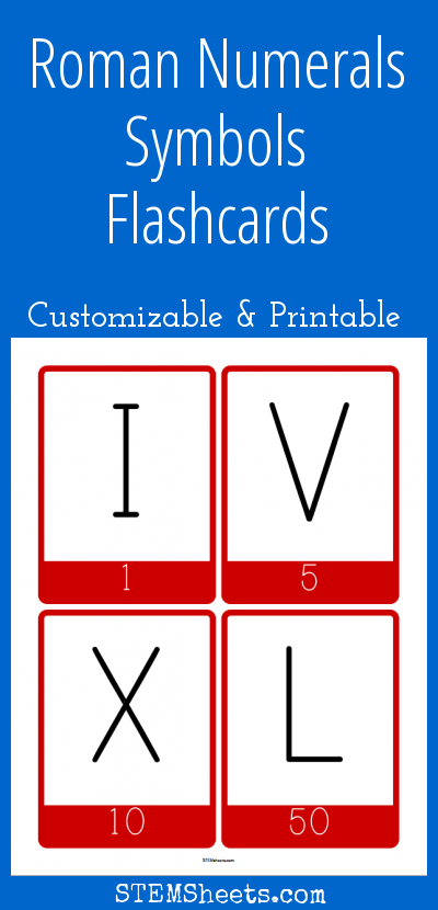 Roman Numerals Symbols Flashcards STEM Sheets Flashcards Roman