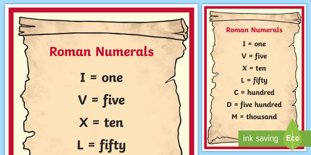 Kids Roman Numeral Chart 1 To 20 Printable Learn Roman Roman Numerals 